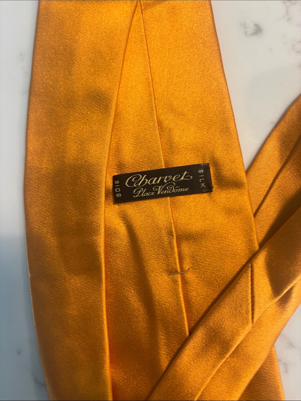 Charvet Men's Orange Satin Tie - - Picture 2 of 4